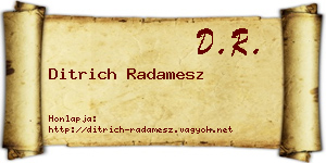 Ditrich Radamesz névjegykártya